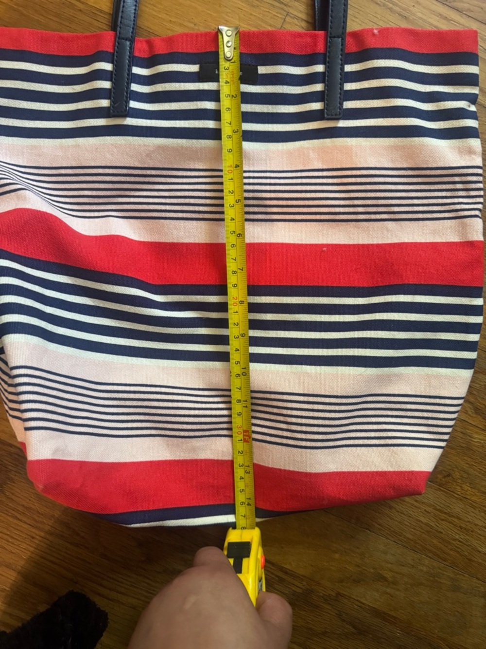 Kate Spade, Striped Bon Shopper Canvas Tote. Small imperfection as shown - Picture 4 of 6